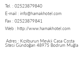 Hamak Hotel iletiim bilgileri